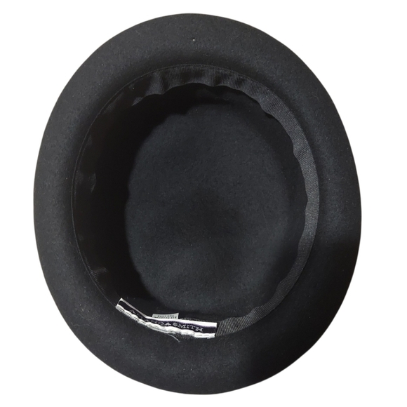 Amanda Smith Black 100% Wool Pork Pie Fedora Derby Hat - Picture 3 of 6
